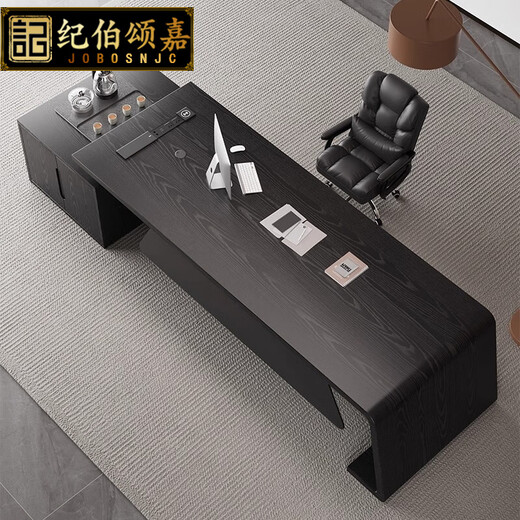 JOBOSNJC solid wood big board boss desk young boss desk reception desk office business tea table computer desk 1.6m big leaf pine desk + Zunshi office chair + Warren office chair *2