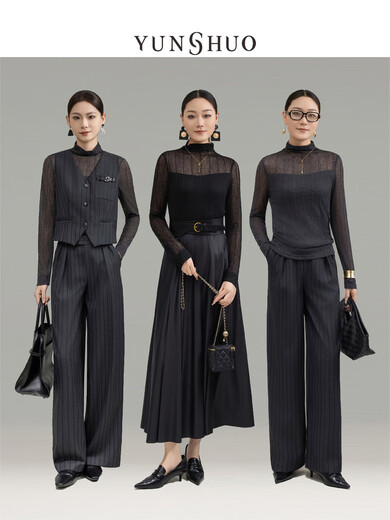 Aino Moexiang Yunshuo women's top autumn new fashion versatile stand-up collar breathable women's pullover blouse color simple top 34 dark gray one size 1