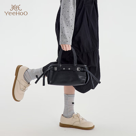 YEEHOO Children's Shoes Girls British Style Black Leather Shoes 2025 Spring and Autumn New Children's Student Shoes Campus Performance Shoes Black 37 Inner Length 23.2cm Suitable for Feet Length 22.2-22.7cm