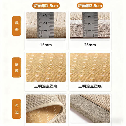 Qiqijia bay window mat window sill mat simple cotton and linen style universal thin non-slip wear-resistant custom bedroom balcony cushion four seasons 1.5 - sari woven beige thickness 1.5cm custom size contact customer service