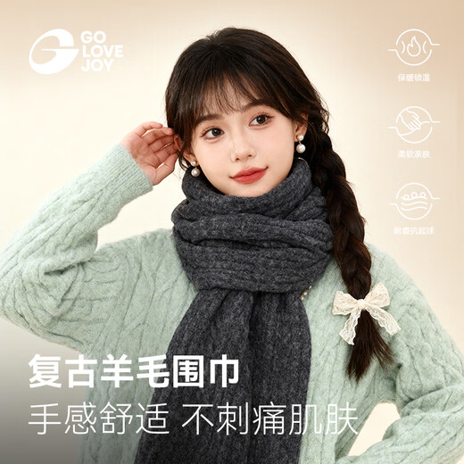 GOLOVEJOY Glory Wool Warm Scarf Women's Shawl Winter Versatile Retro Knitted Scarf New Year's Gift Qiji Red