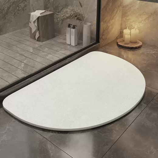 Yusenyi Hard Diatom Mud Water-Absorbent Non-Slip Mat Bathroom Floor Mat Door Entrance Dressing Room Home Non-Slip Quick-drying White Semi-circle 40x60cm (Regular Size Universal)