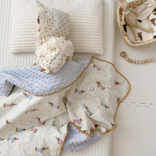 Baby double-layer gauze soothing beanie blanket in summer Korean style cute baby nap autumn and winter air-conditioned quilt Luqiu-four seasons quilted 110*150cm
