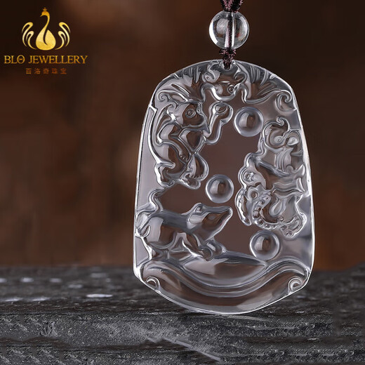 Bailuoqi Brazilian natural white crystal twelve zodiac pendants, monkey, mouse, dragon three-in-one pendant Shen Zichen three-in-one amulet, exquisite lanyard style three-in-one zodiac sign snake, chicken and cow