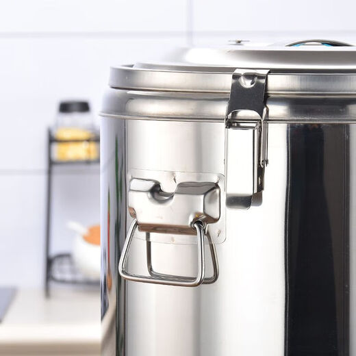 Xiongwochi stainless steel thickened insulated bucket, special rice bucket for commercial stalls, canteen soup bucket, large capacity soy milk bucket with lid, dragon-free model, can hold boiling water 7Jin Jin is equal to 0.5kg