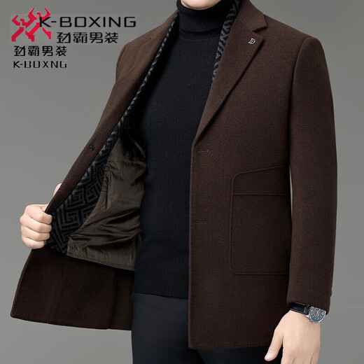 KBXNG Jinba winter double-sided wool men's coat suit collar mid-length liner jacket middle-aged men's wear 8669 black (removable liner) M 170/48