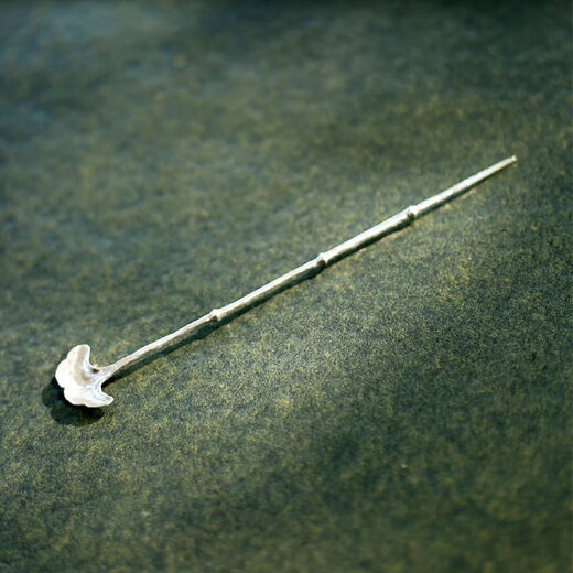 Zailou Chinese handmade silver ginkgo leaf-shaped tea spoon bamboo tea needle integrated tea dial tea spoon tea ceremony accessories ginkgo leaf tea spoon tea needle