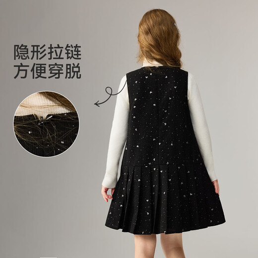 ASK JUNIOR Xiaoxiangfeng children's skirt winter fashion temperament dress for middle-aged and older children girls plus velvet warm princess skirt