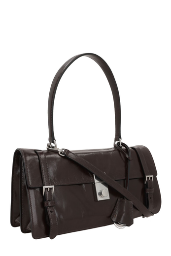 PRADA Logo Detail Fold Top Medium Tote Brown One Size