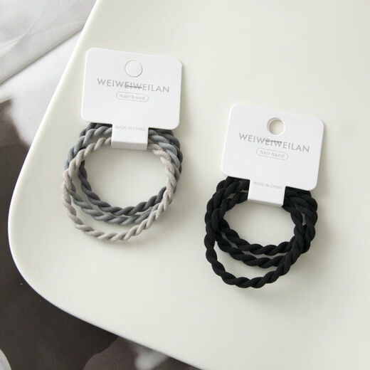 High elastic hair headband, gradient gray style, 3 thick, high elastic hair ties, rubber bands for hair, versatile hair ties, black and gray duck intestine style hair ties - 5 pieces in random colors