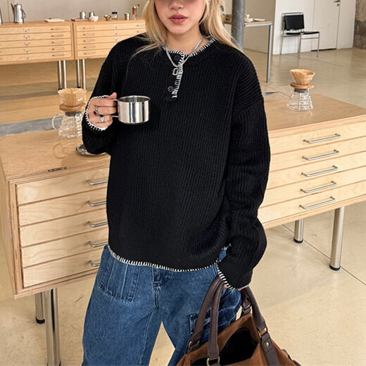 Fei Ramie American Retro 2025 Autumn and Winter Knitted Sweaters for Men and Women Loose Casual Lazy Style Henry Collar Sweater Trendy Green M