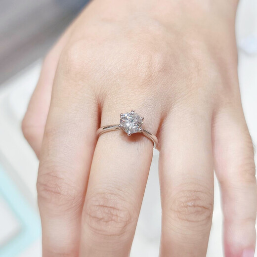 I Do platinum PT950 diamond ring for women classic six prongs 1 carat cultivated diamond ring proposal wedding ring gift for wife classic six prongs 50 points diamond opening adjustable