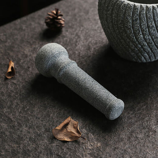 Sanqihu natural bluestone stone mortar food grinder grinding stick stone mortar hammer garlic pounder hammer smashing stick stone hammer stone pestle bluestone retro hammer long 23CM head thick 7CM