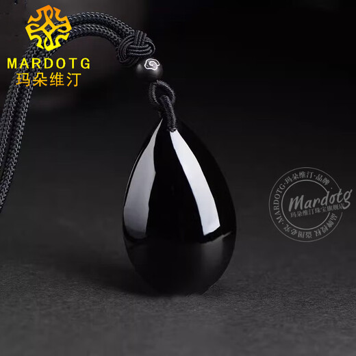 MARDOTG original black crystal pendant for men and women, hydrating water drop necklace pendant, jewelry, gift, about 40mm high