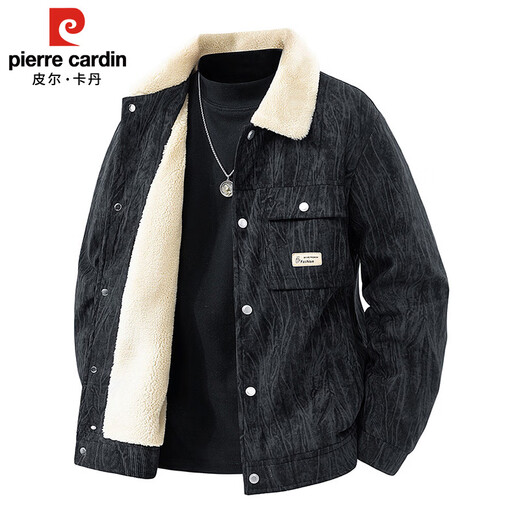 皮尔卡丹（pierre cardin）外套男秋冬季加绒保暖工装夹克潮流复古衣服男装 军灰加绒 XL
