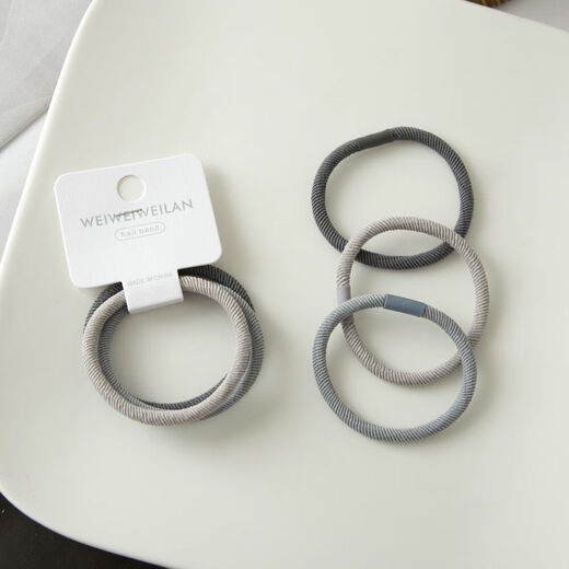 High elastic hair headband, gradient gray style, 3 thick, high elastic hair ties, rubber bands for hair, versatile hair ties, black and gray duck intestine style hair ties - 5 pieces in random colors