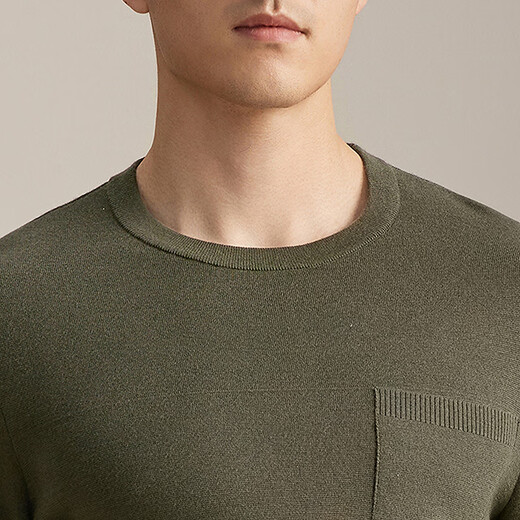 YOUNGOR wool sweater for men, wool blended, machine washable, easy to care for, not easy to pill or deform, 2025 shopping mall same style, dark green YYQW635281PYA L 105cm (recommended 145-165Jin Jin is equal to 0.5kg)
