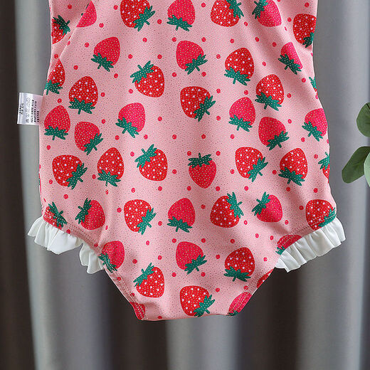 Wujiang Miaopin Children's Swimsuit Girls' One-piece 2025 New Baby Sun Protection Training Racing Girls Swimsuit Strawberry Suit-3319 No Hat 80 80cm
