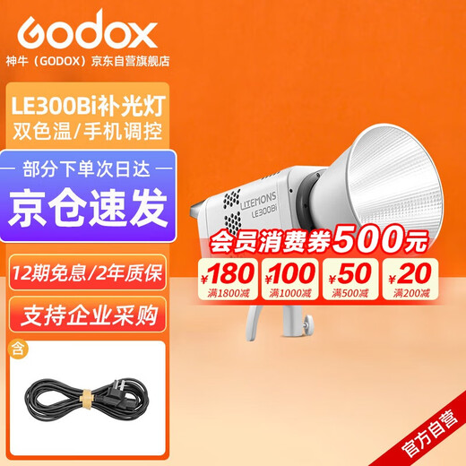 Godox LE300Bi professional live broadcast light, fill light, LED beauty light, indoor anchor live broadcast room, dual color temperature photography light, always on light for photography and video, white model