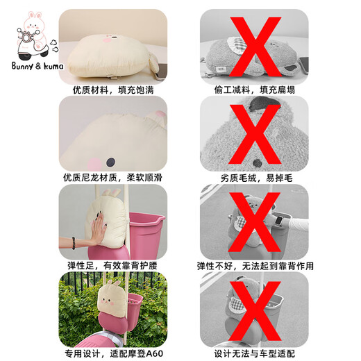 Gongma is suitable for Emma Kaixin cq700 tricycle cushion, rear back cushion, high elastic children's cushion decorative cushion, beige bear cushion, double elasticity/comfortable travel