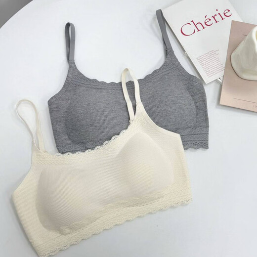 Clolv kissCK forest color lace underwear women's latex breathable fixed one-cup tube top women's push-up beautiful back camisole black + khaki quality version one size fits all 80-120Jin Jin equals 0.5 kg