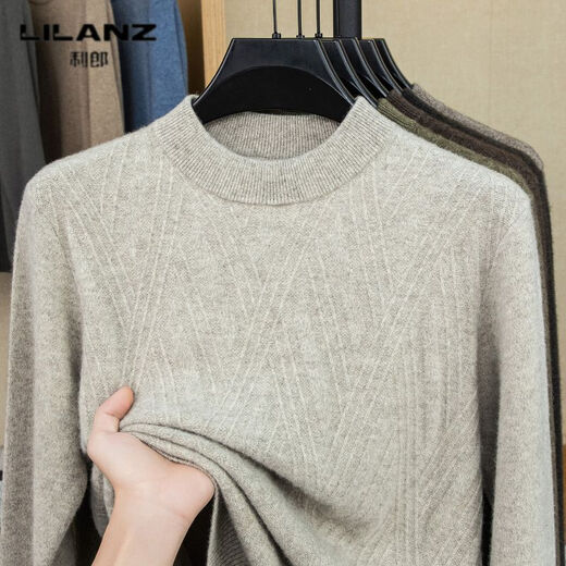 Lilan's new yak wool sweater men's round neck thickened sweater middle-aged and elderly dad wear winter 400g sweater tobacco leaf brown thickened 4XL (190)