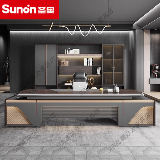 Sennics high-end boss desk and chair combination chairman president executive manager desk painted executive desk office furniture 2.8m double cabinet boss desk