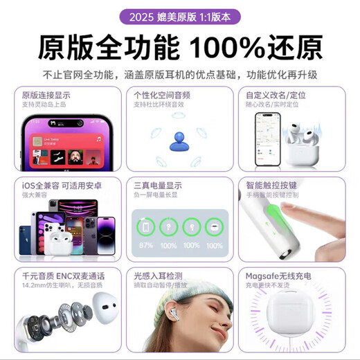 Huaqiangbei Bluetooth Headset Air Wireless Pro4 ENC Noise Reduction Sports Music E-Sports Suitable for Apple Android High-end Pro4