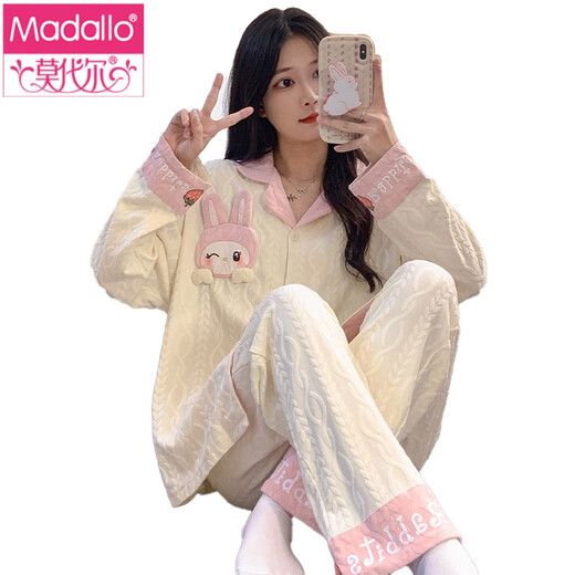 Modal Pyjamas für Frauen im Herbst Cardigan Langarmhosen Anzug für Herbst Damen 2024 New Cartoon Frühling Herbst Winter Home Clothing 3882 XL [115-140Jin [Jin gleich 0,5 kg]]