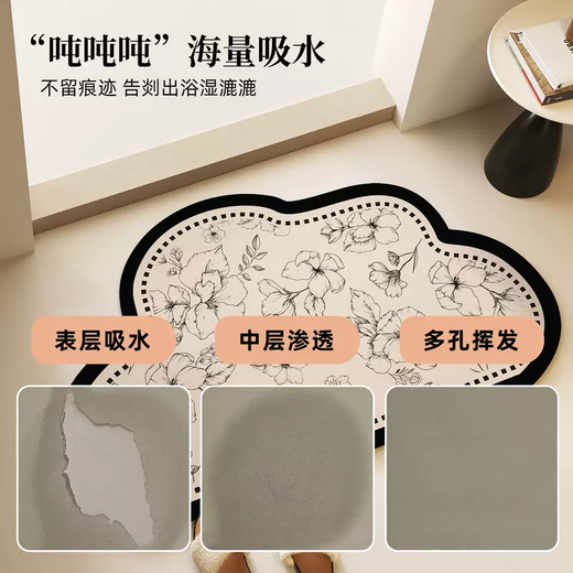 Yusenyi Bathroom Floor Mat Diatom Mud Water-Absorbent Anti-Dirty Soft Cushion Toilet Bathroom Door Non-Slip Carpet Household Quick-Drying Foot Mat Ancient Scroll Agarwood Special Shape (Xindong Bathroom Combination Pack) 45x70cm Special Offer 2 Pieces