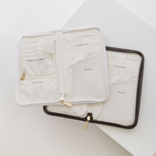 语森忆里商店软萌可爱卡通印花旅行护照包证件包卡包收纳包 白色