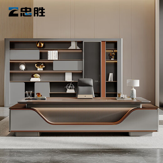 Office furniture new light luxury CEO desk boss desk E0 level environmental protection boss desk chairman office desk and chair 2.0m boss desk-password lock/no light