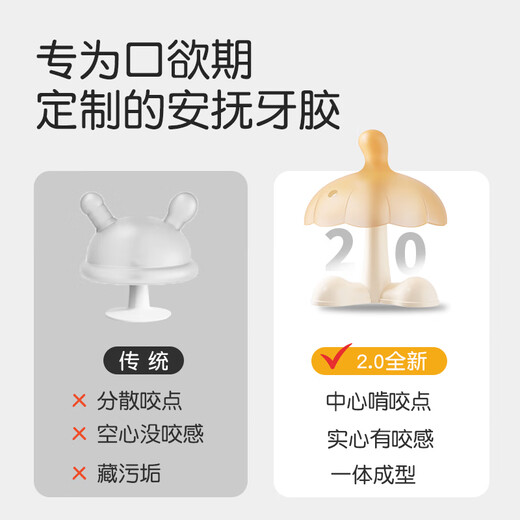 Camidi Little Mushroom Soothing Teether for Baby Baby Bites and Oral Appreciation Period 3-6 months and above Baby Prevents Hand Grinding Teething Glue Mobao Teether + Free Storage Box for 2 Months+