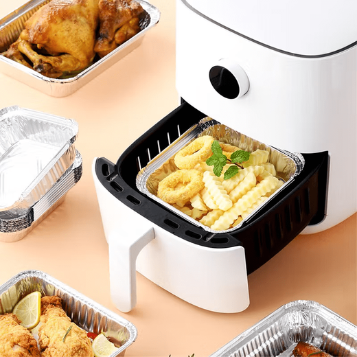 Jidaocook air fryer special paper tinfoil tray box fryer special tinfoil paper high temperature resistant barbecue baking pan baking oil-absorbing paper 10 thick tinfoil lunch boxes 3-4L fryer