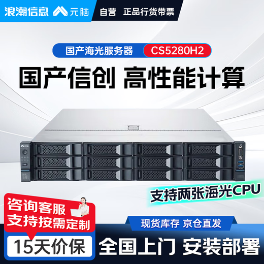 Inspur CS5280H2 rack server domestic Xinchuang independently controllable 2*Haiguang C86-7375 64 core 32G丨4T SATA丨2G array card
