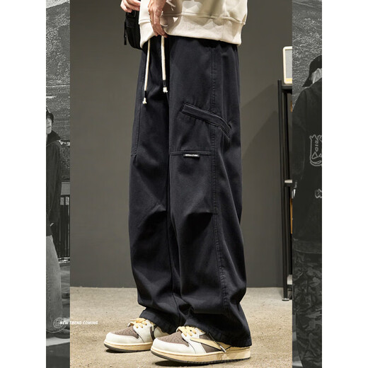Bai Mingchen Pantalones casuales de la marca American Fashion Work Pants Pantalones de hombres sueltos de la calle High Street Sports Long Pants Fiting Long Clothing Black XL [recomendado 120-140Jin [Jin iguala 0.5 kg]]]