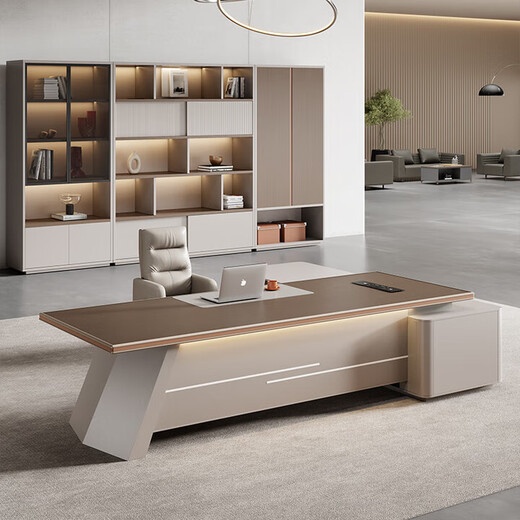 Boss desk and chair combination simple modern executive desk manager office president chairman desk 1.8 meters aluminum alloy edged president desk