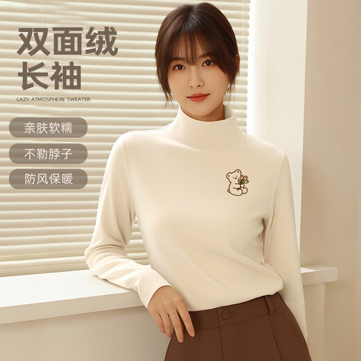 Baleno double-sided German velvet bottoming shirt for women 2025 new autumn and winter half turtleneck plus velvet thickening versatile turtleneck long sleeves