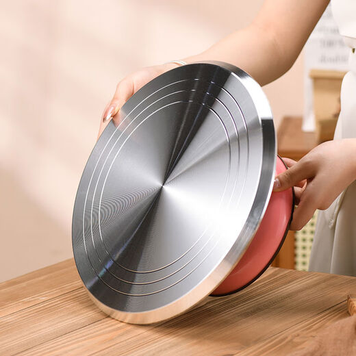 Jieyimao aluminum alloy turntable commercial mounting table turntable birthday rotating tray wiping set 12-inch baking tools entry-level wheat straw 10 inches