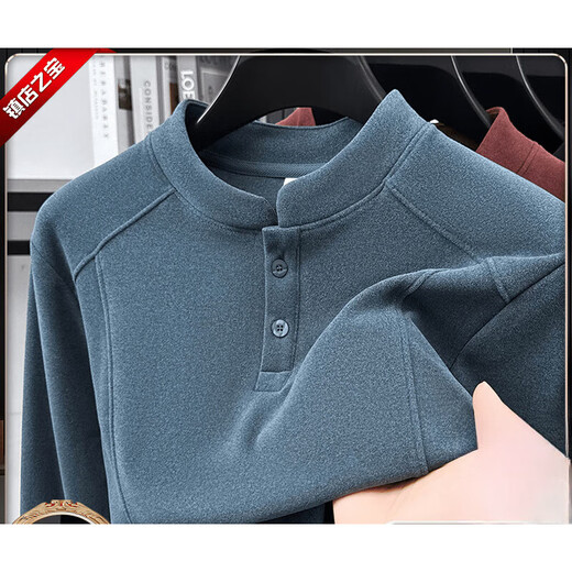 SPACE OWEN Laicai clothing store men's long-sleeved sweatshirt autumn and winter new Henry collar velvet bottoming shirt fashionable and versatile men's black 3XL (recommended weight 165-180Jin Jin equals 0.5 kg)