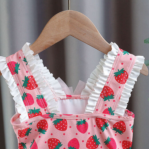 Wujiang Miaopin Children's Swimsuit Girls' One-piece 2025 New Baby Sun Protection Training Racing Girls Swimsuit Strawberry Suit-3319 No Hat 80 80cm