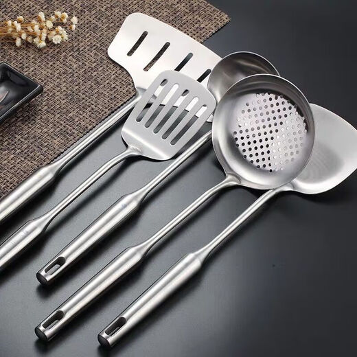 German 304 stainless steel spatula household soup spoon all-steel anti-scald cooking kitchen utensils stir-fry spatula colander 304 ultra-thick anti-scald spatula