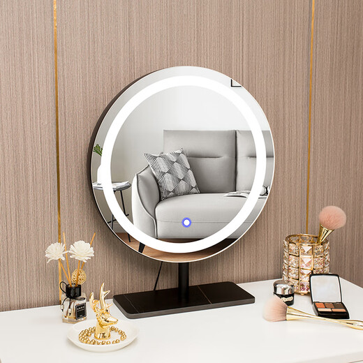 Desktop mirror makeup mirror desktop Internet celebrity light luxury led mirror with light bedroom modern simple makeup mirror fill light white marble mirror 40 (plug-in type)
