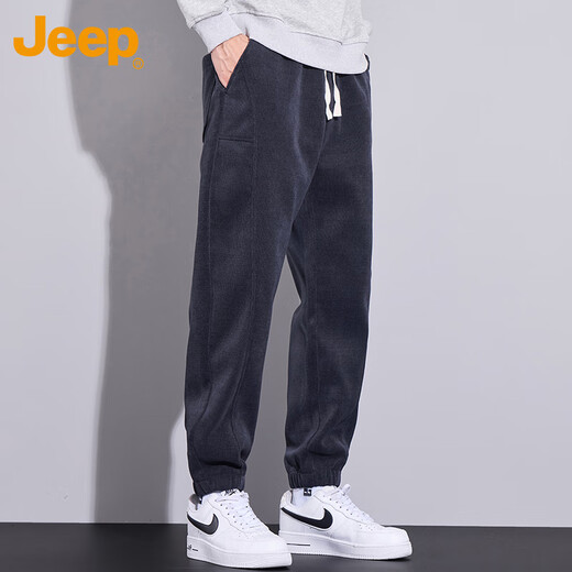 Jeep (JEEP) pants men's autumn and winter corduroy casual pants sweatpants men's loose sports leggings trousers blue gray L
