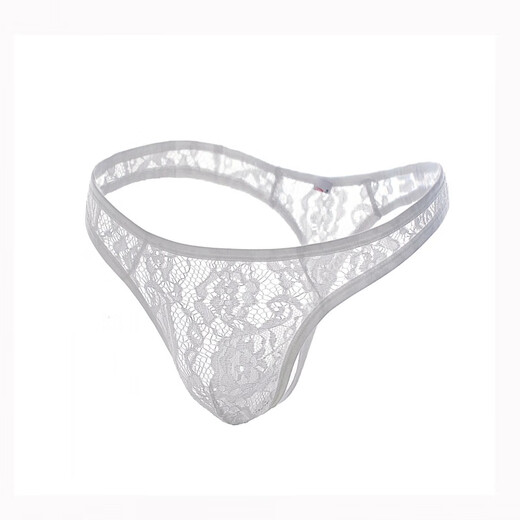 European and American men's lace thong sexy underwear sexy underwear transparent men's T-pants white S