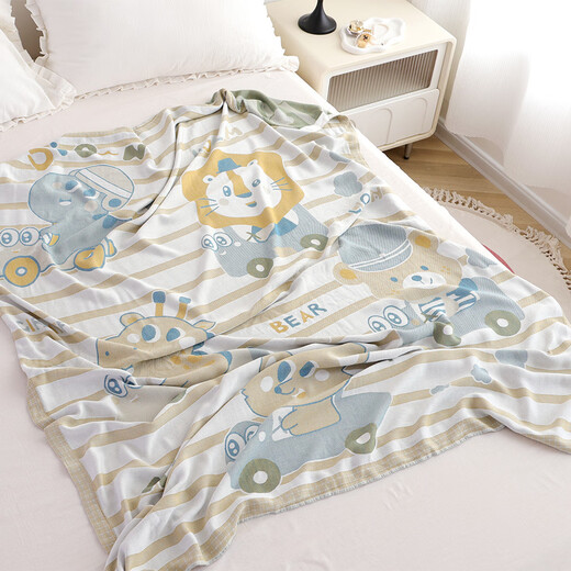 Fantasy Children's Bamboo Fiber Cooling Blanket Thin Baby Cover Blanket Ice Silk Cooling Baby Towel Nap Blanket Bear Baguette Green (Class A Cooling Blanket) 120x150cm (Children's Bamboo Fiber)