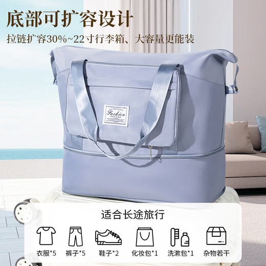 Hahainiao Foldable Travel Bag Women's Extra Large Capacity Gym Bag Lightweight Maternity Bag Storage Bag Double Layer Storage Bag - Gray