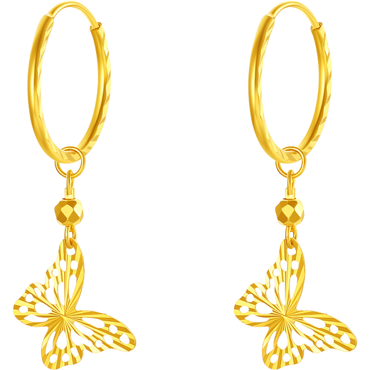 Saturday blessing 18K gold earrings butterfly colored gold earrings birthday gift for women C0913948 pair