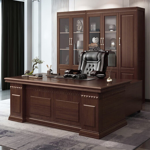 Solid wood boss desk and chair office new Chinese style president desk walnut executive desk 902# 2.4m boss desk