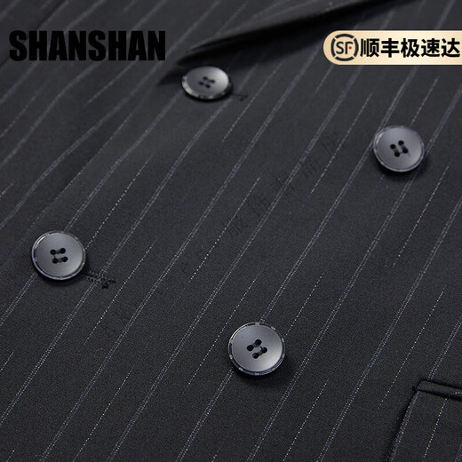 Shanshan (SHANSHAN) light luxury brand 2025 new men's suit suit business slim fashion comfortable suit suit for men black stripes L 175/48